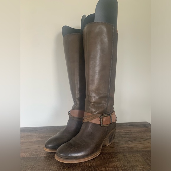 Pikolinos Womens Riding Boots Size 39 8.5 Tall Brown Suede Rustic Harness Slouch - Picture 1 of 11